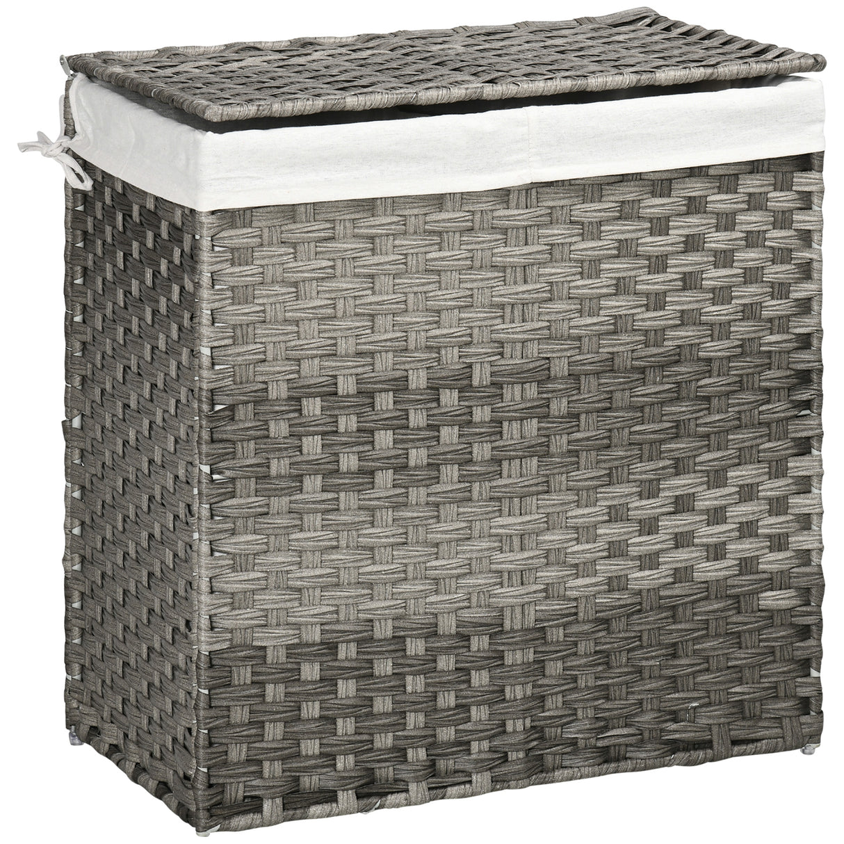 easycomfort easycomfort cesto portabiancheria a 2 sezioni e capacita 100l con sacca interna removibile 56 5x33x61 cm grigio