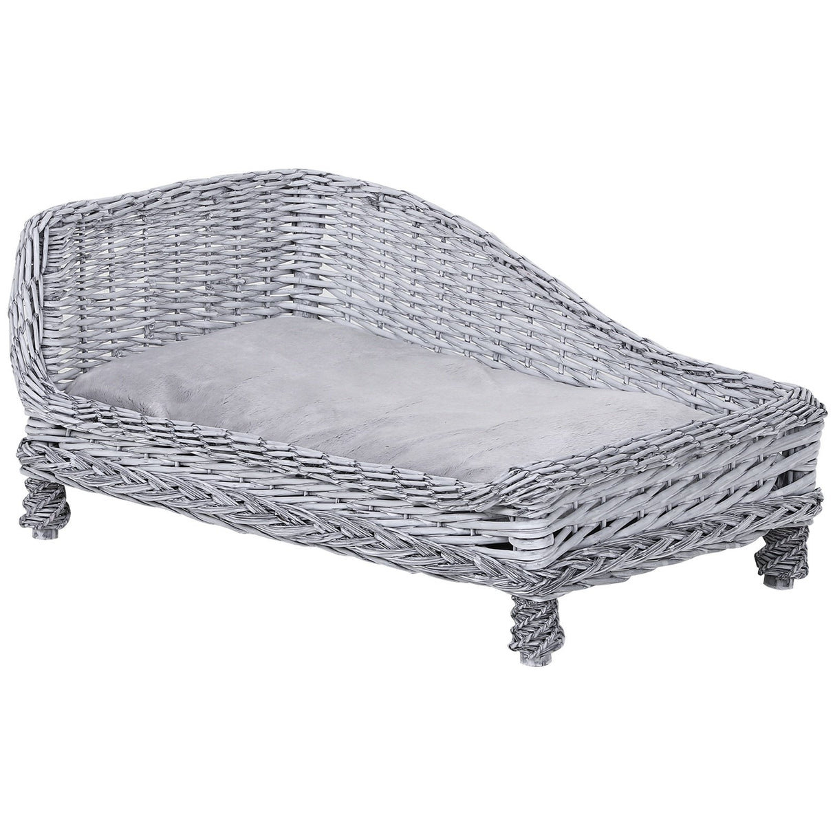 easycomfort easycomfort chaise longue cuccia per animali domestici in vimini con cuscino grigio ean 8054111845397
