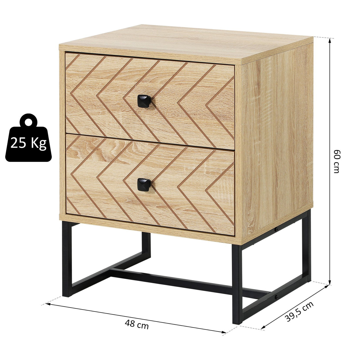 easycomfort easycomfort comodino stile industrial in legno natual wood e metallo nero ean 8054144133690