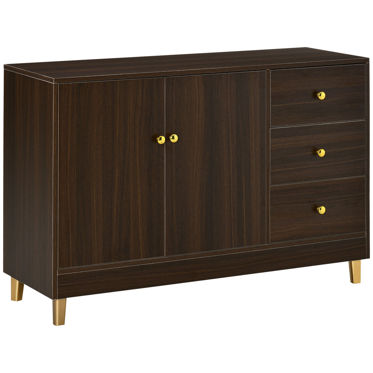 easycomfort easycomfort credenza moderna 3 cassetti e ripiano interno regolabile in mdf 120x42 5x80cm marrone
