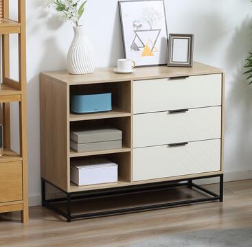 easycomfort easycomfort credenza moderna a base rialzata con 3 cassetti e 3 ripiani aperti in mdf truciolato e acciaio 100x40x79 5 cm
