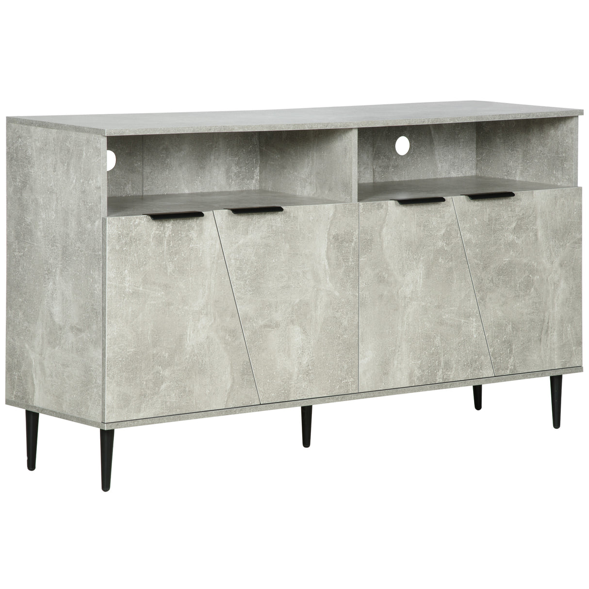 easycomfort easycomfort credenza moderna con armadietti a 2 ante e mensole regolabili 147x40x83cm effetto marmo grigio