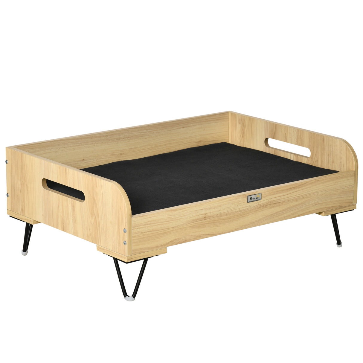 easycomfort easycomfort cuccia per cani rialzata con cuscino removibile e lavabile 2 maniglie in mdf e acciaio 82x56x31 5cm nero