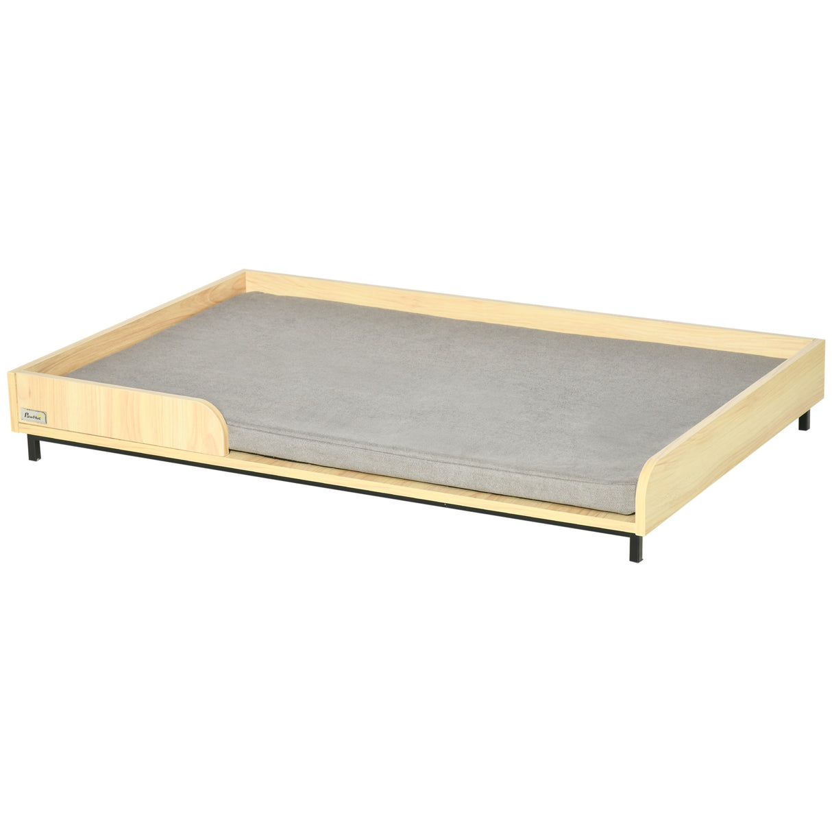 easycomfort easycomfort cuccia per cani rialzata con cuscino removibile e lavabile lettino per cani gambe in legno e acciaio 110x70x15 5cm rovere e grigio