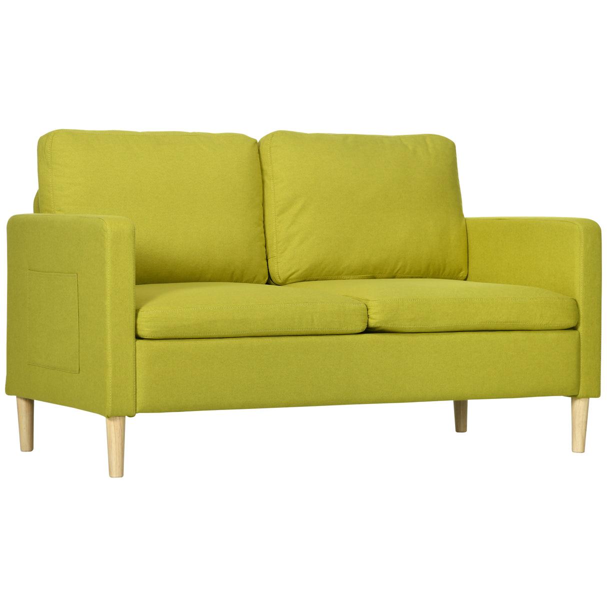 easycomfort easycomfort divano 2 posti in tessuto effetto lino con tasche laterali e cuscini 143x76x83 cm giallo