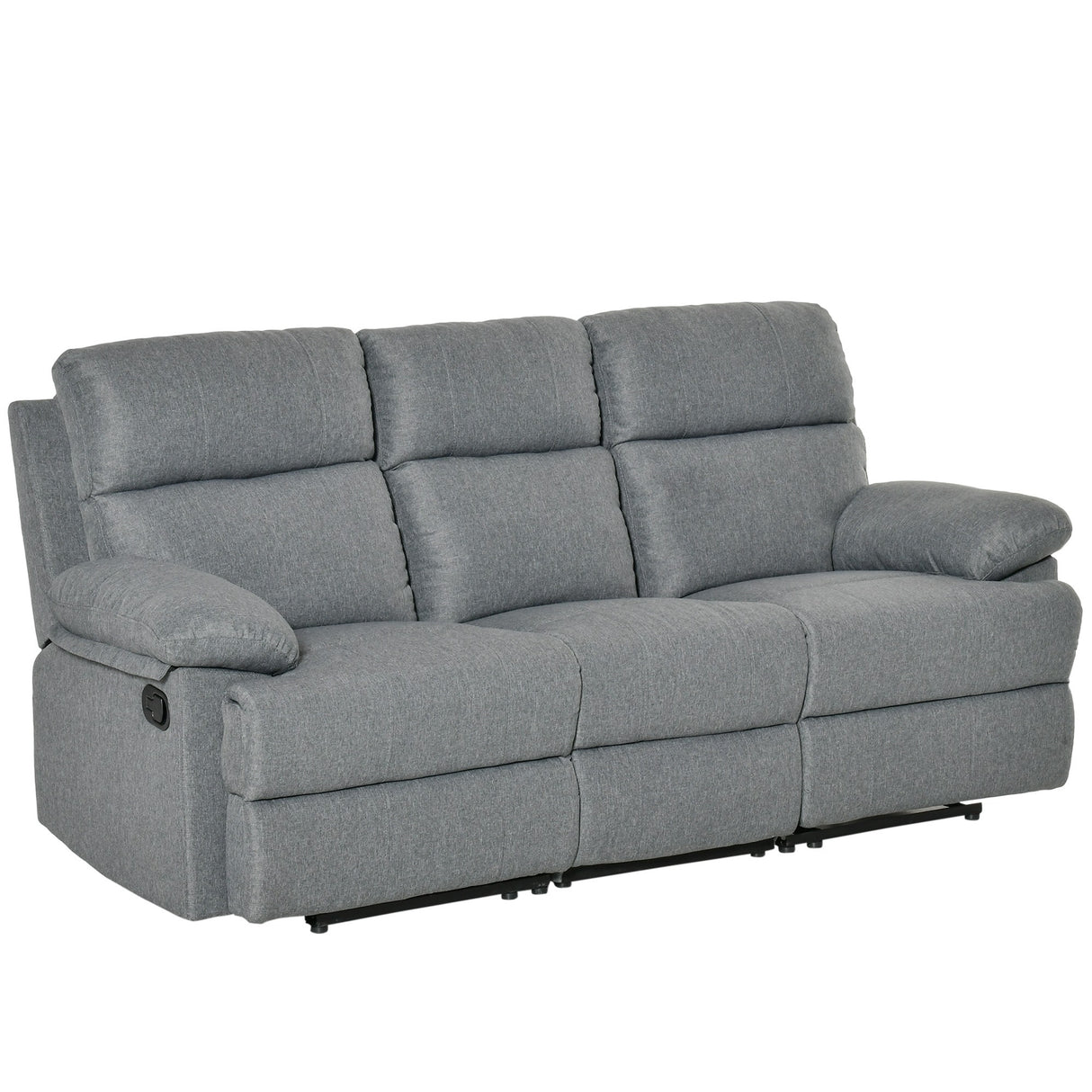 easycomfort easycomfort divano 3 posti con schienale e poggiapiedi reclinabili grigio antracite 198x86x97cm
