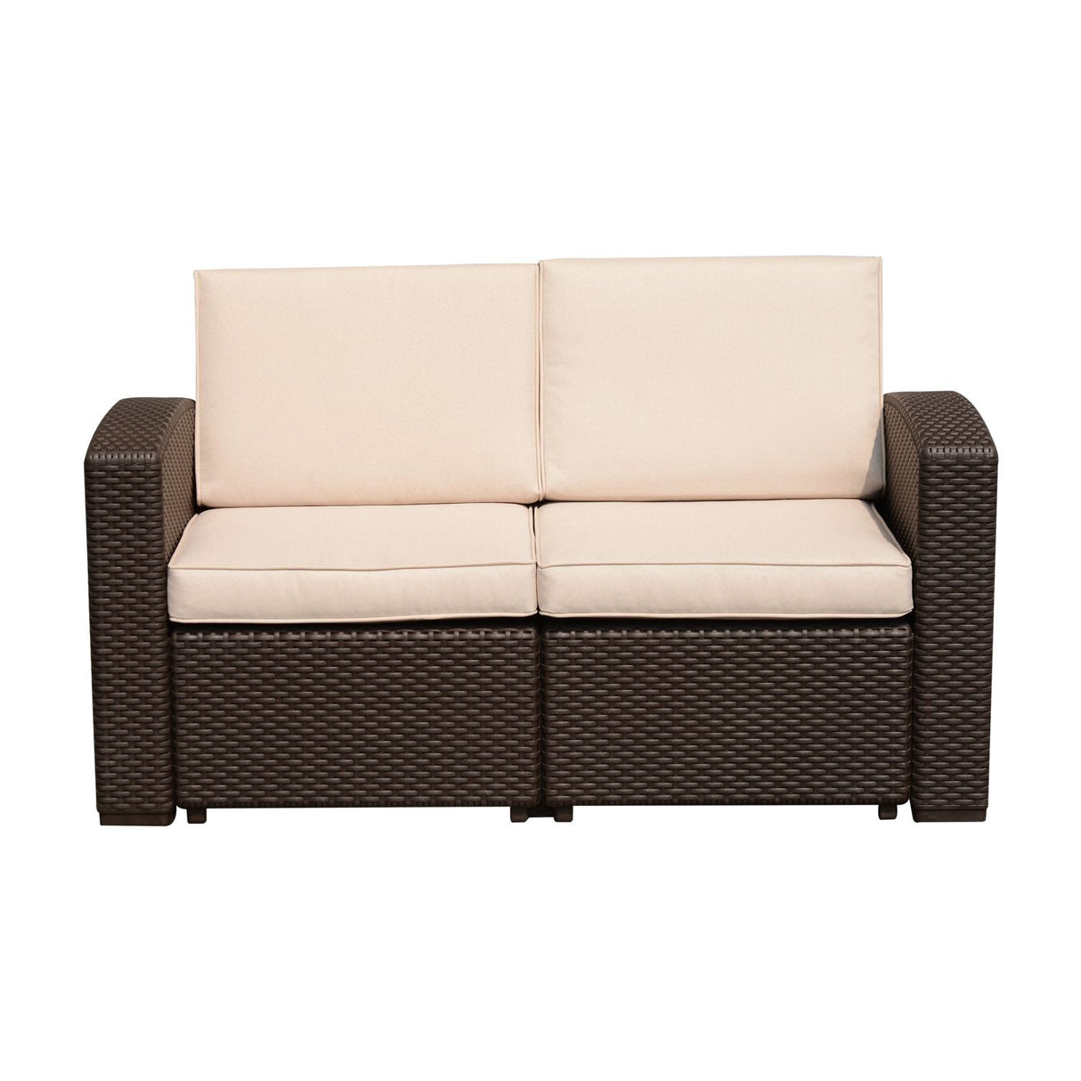 easycomfort easycomfort divano a 2 posti in pe rattan con cuscini marrone 141x71x75cm ean 8055776915661