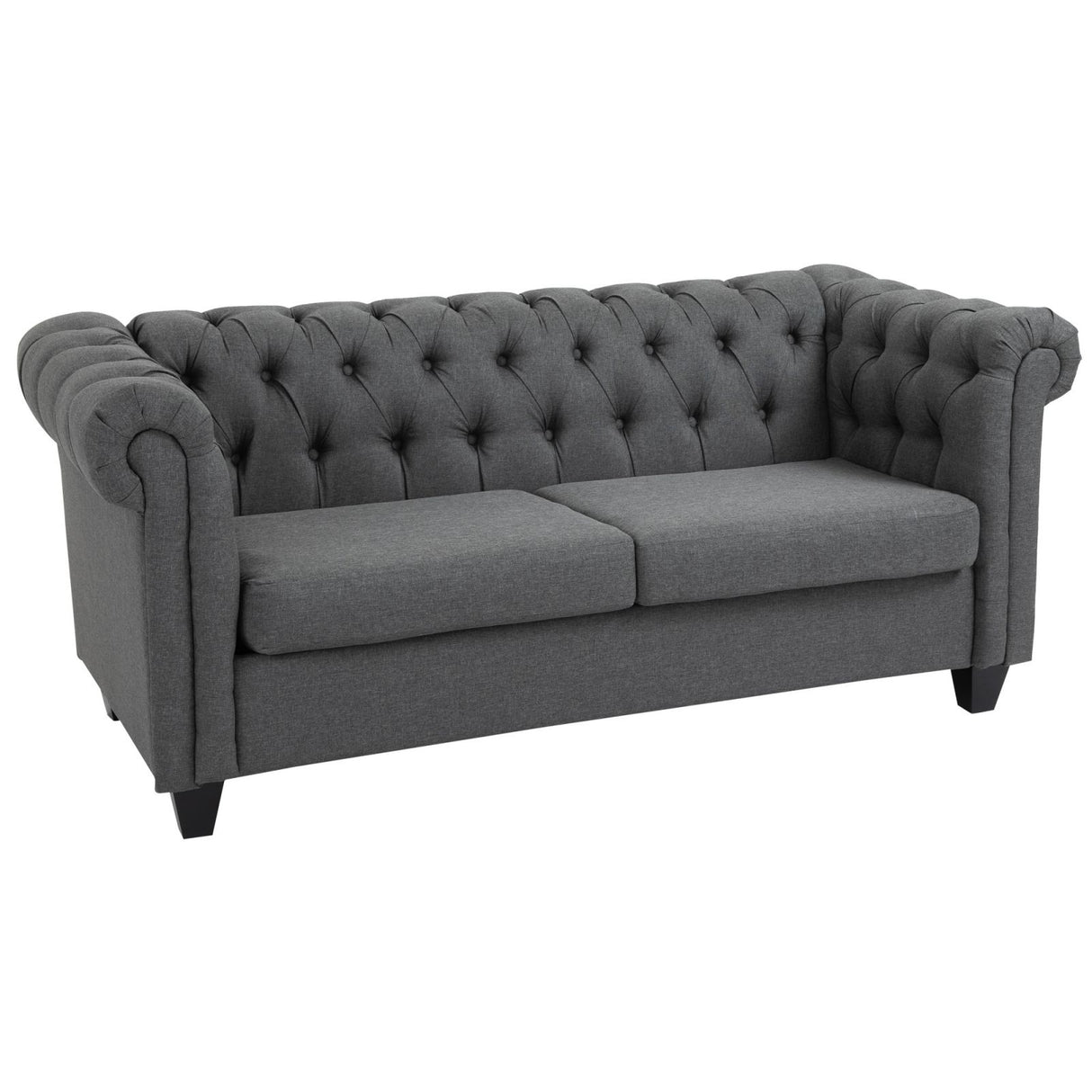 easycomfort easycomfort divano chesterfield 2 posti con rivestimento in tessuto grigio