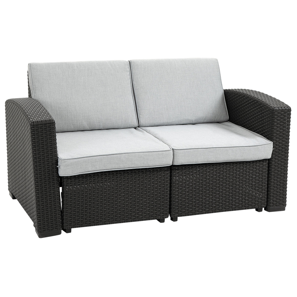 easycomfort easycomfort divano da esterno a 2 posti da in pp plastica ad effetto rattan divano da giardino con cuscini rimovibili e lavabili grigio e nero