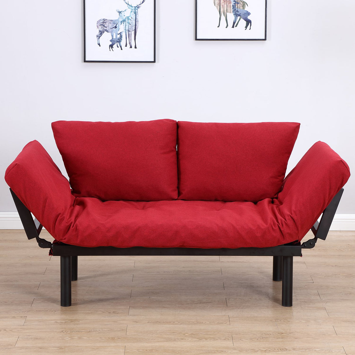 easycomfort easycomfort divano letto 2 posti in tessuto di lino rosso 166x70x80cm ean 8054144139289