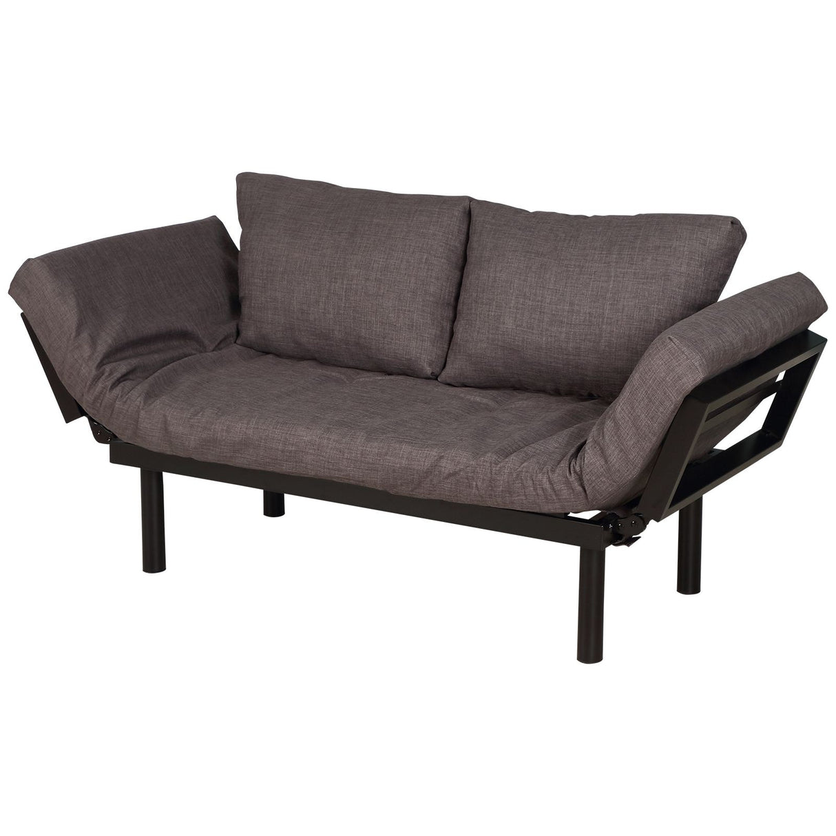 easycomfort easycomfort divano letto chaise longue regolabile 5 posizioni in acciaio nero e rivestimenti in lino grigio ean 8055776911618