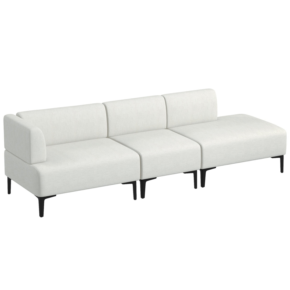 easycomfort easycomfort divano moderno modulabile a 3 sezioni in tessuto con gambe in acciaio 250x75x70cm crema