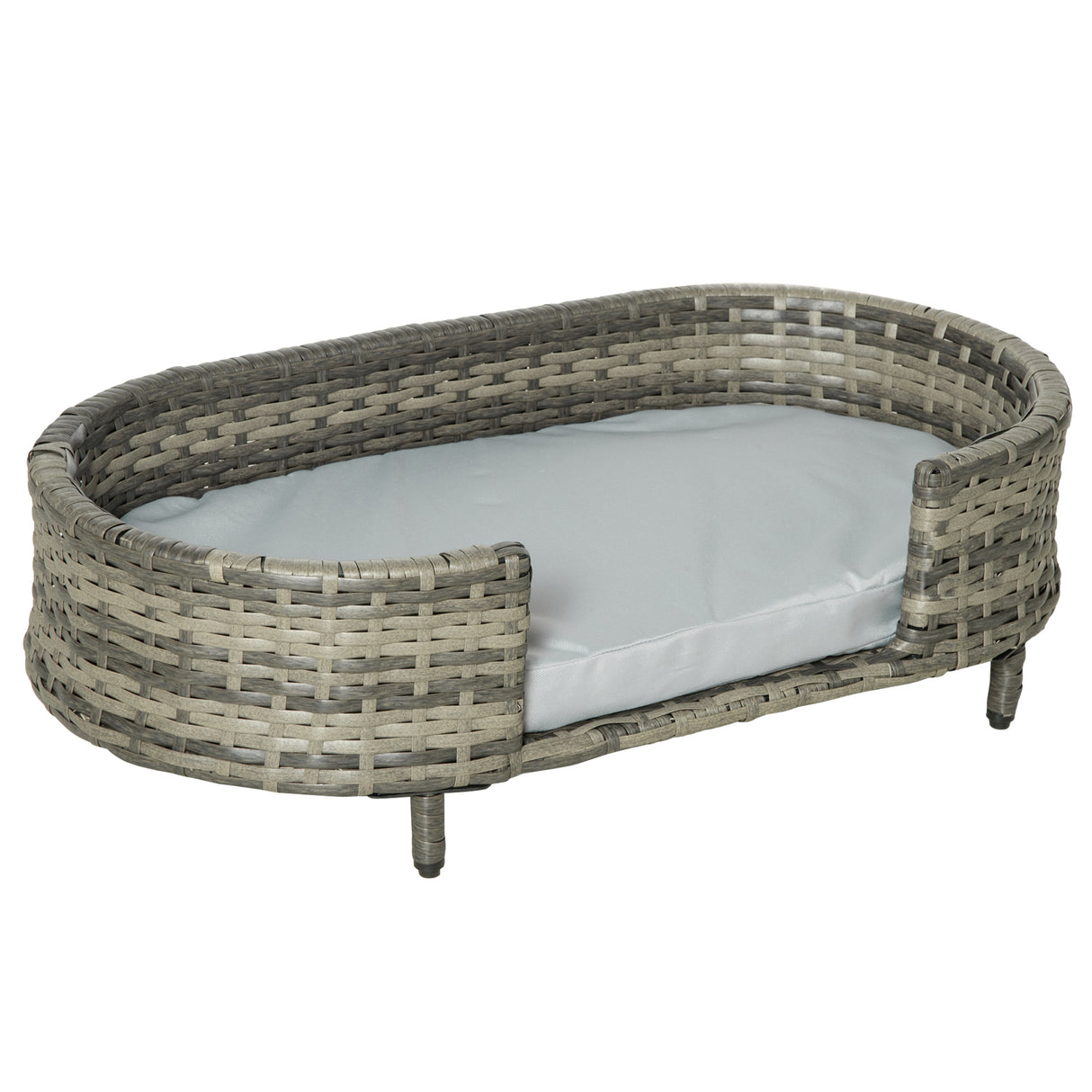 easycomfort easycomfort divano per cani di taglia piccola e media divano rialzato in rattan pe con cuscino impermeabile in gommapiuma 74x42x21cm marrone e grigio