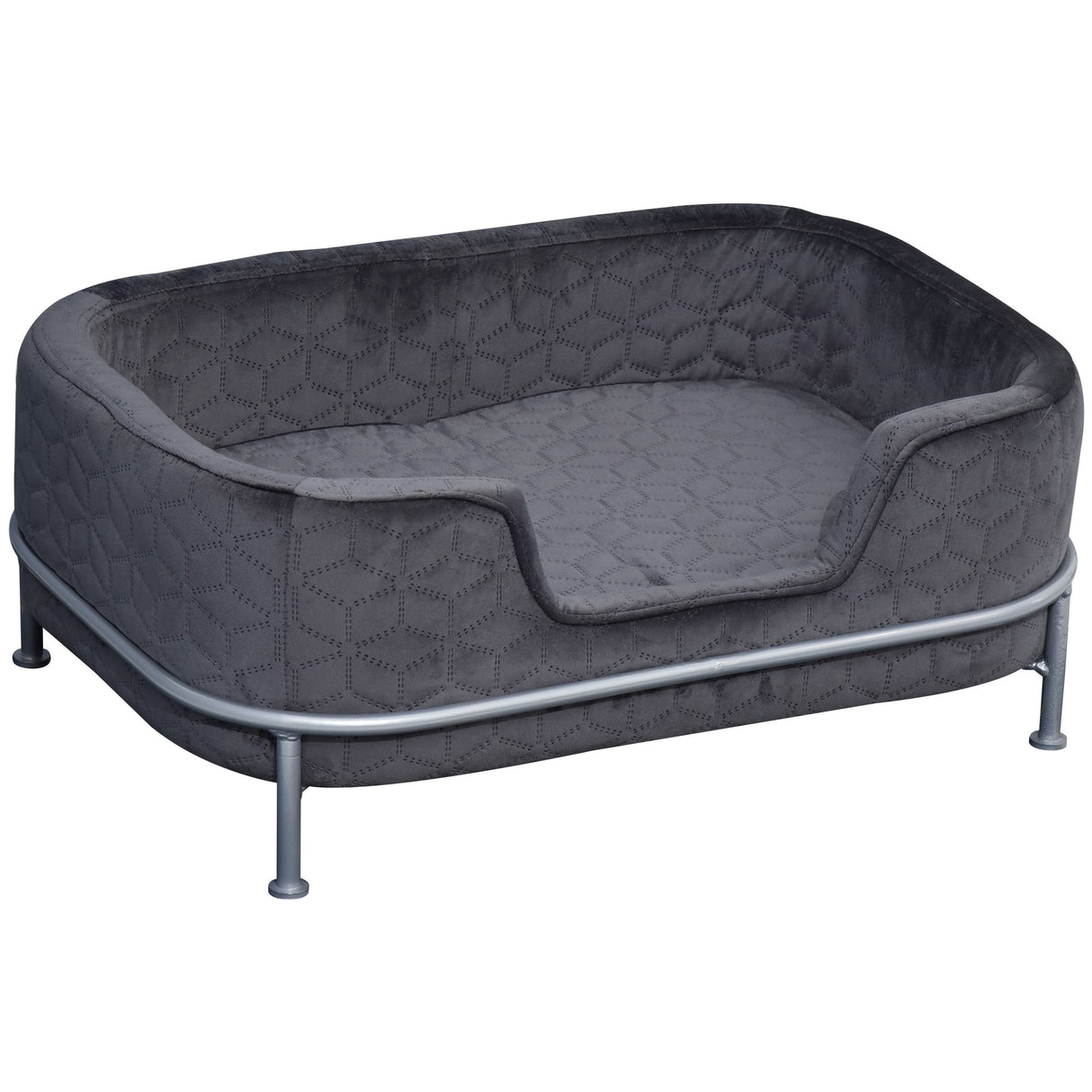 easycomfort easycomfort divano per cani e gatti imbottito in velluto con base in metallo 63 5x43x24 5cm grigio scuro