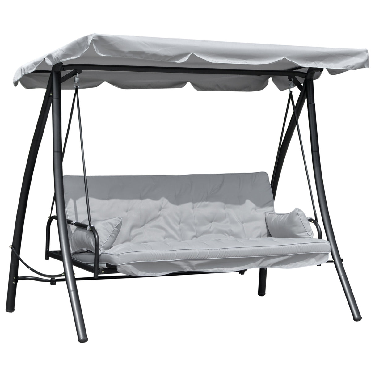 easycomfort easycomfort dondolo da giardino 3 posti con tetto reclinabile convertibile in letto 209x114x170cm grigio