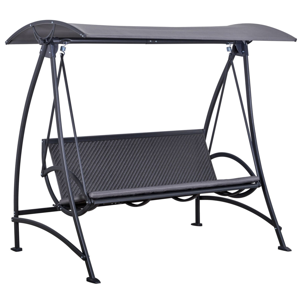 easycomfort easycomfort dondolo da giardino 3 posti in rattan pe con tettuccio regolabile e cuscino grigio