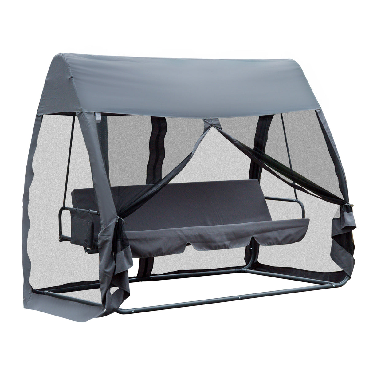 easycomfort easycomfort dondolo da giardino con zanzariera e cuscino grigio ferro 240x140x197cm