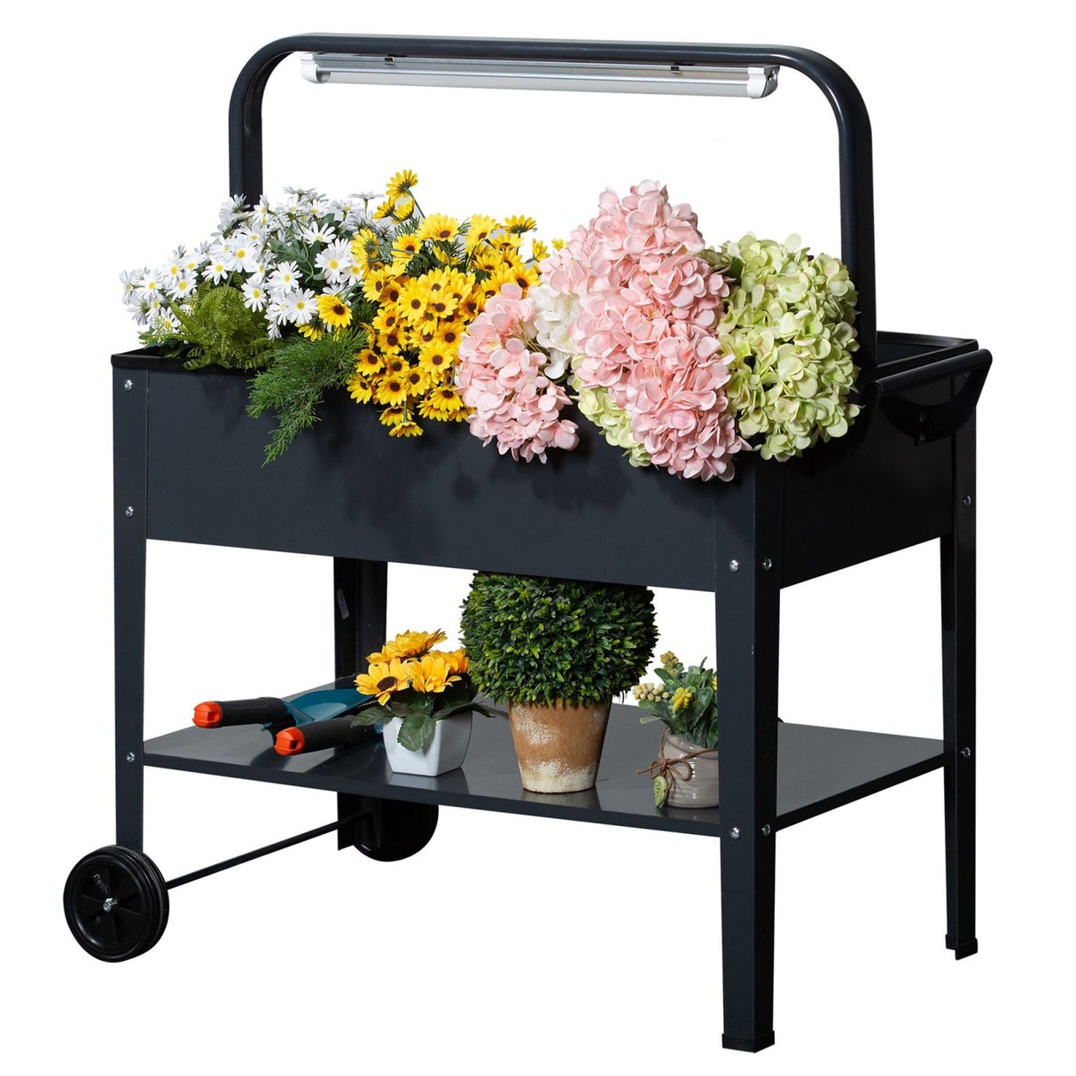 easycomfort easycomfort fioriera da giardino portapiante con lampada led copertura in pe in acciaio ean 8055776912738