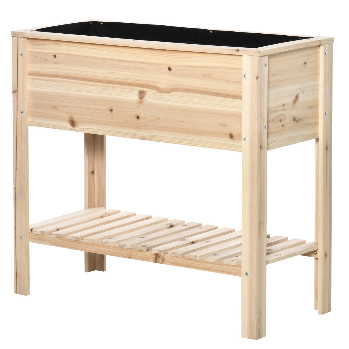 easycomfort easycomfort fioriera rialzata in legno di abete con ripiano inferiore e con fori di drenaggio 90x40x81cm