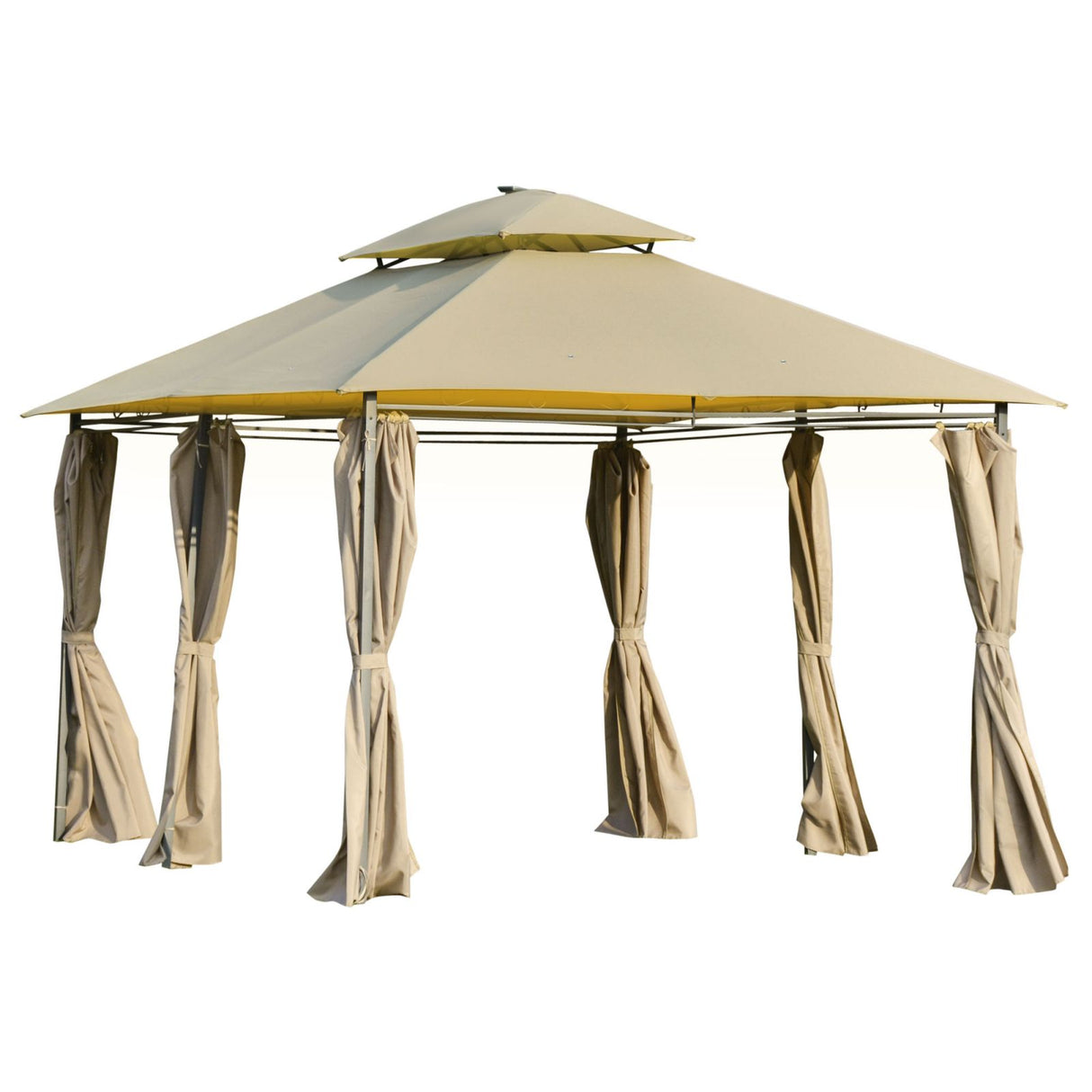 easycomfort easycomfort gazebo 3x4m in acciaio con pareti rimovibili pannelli solari e luci a led cachi