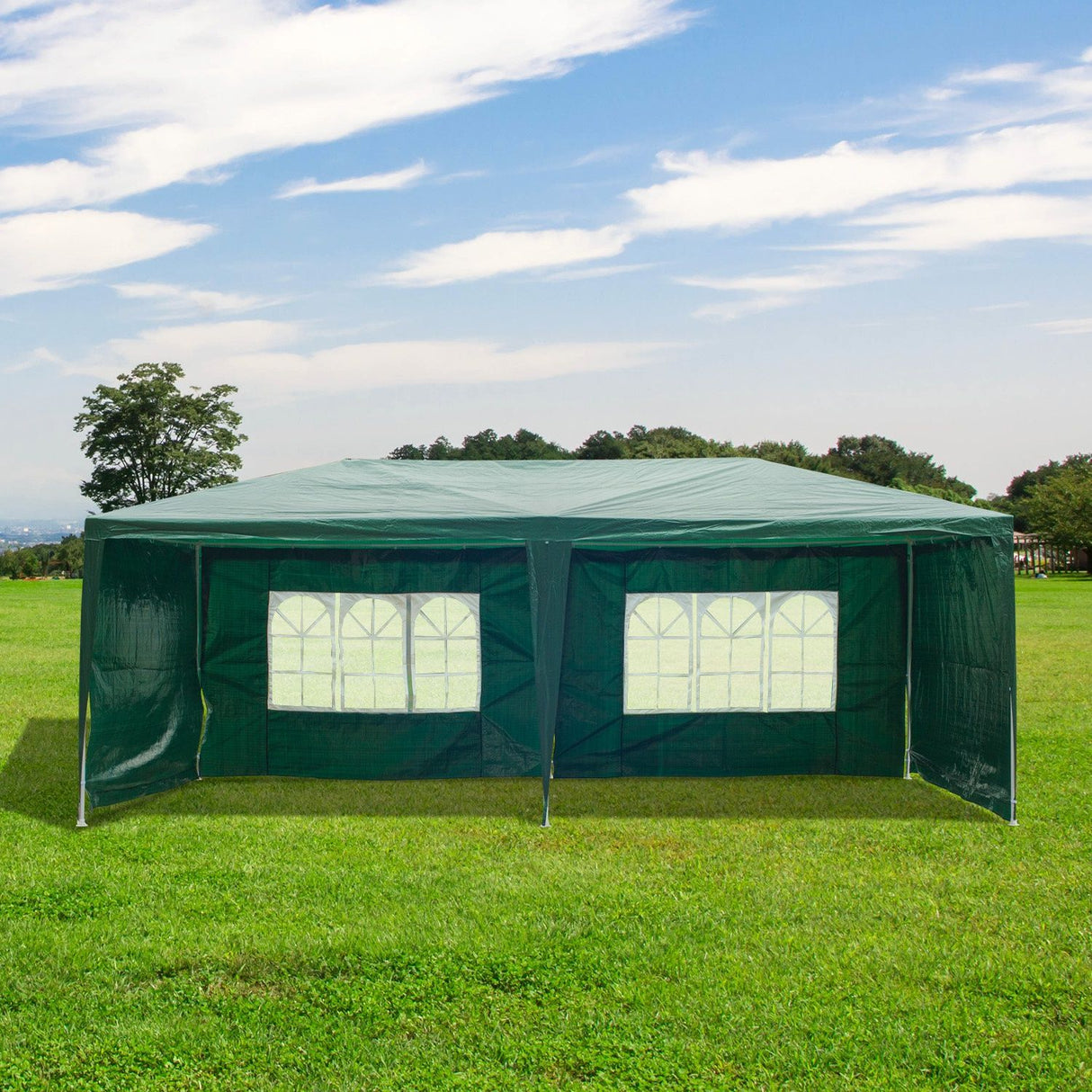 easycomfort easycomfort gazebo da esterno impermeabile in acciaio e pe con pannelli rimovibili verde 3x6m ean 8055776912882