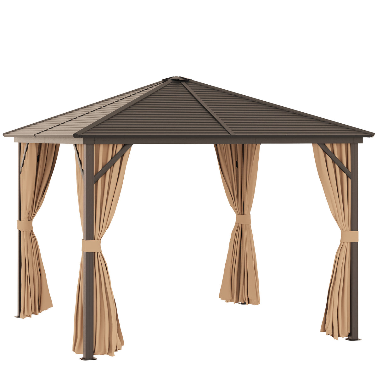 easycomfort easycomfort gazebo da giardino 3x3m in alluminio con zanzariera tende laterali e tetto rigido marrone