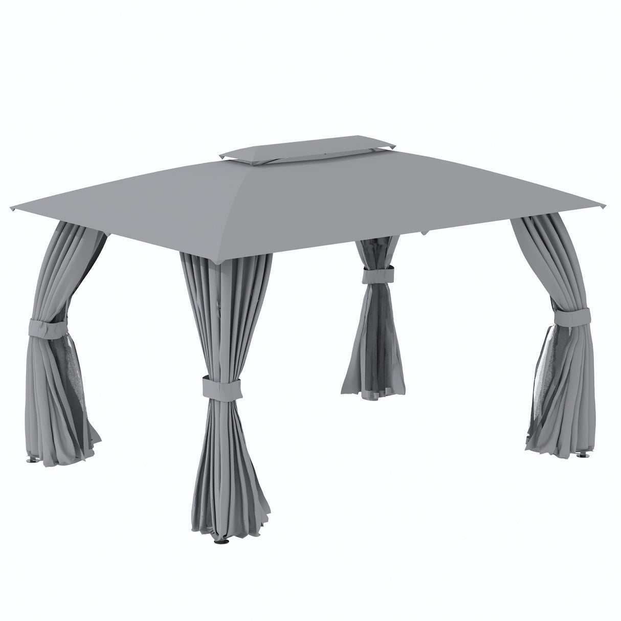 easycomfort easycomfort gazebo da giardino 4x3m con doppio tettuccio pareti in poliestere e struttura in acciaio grigio
