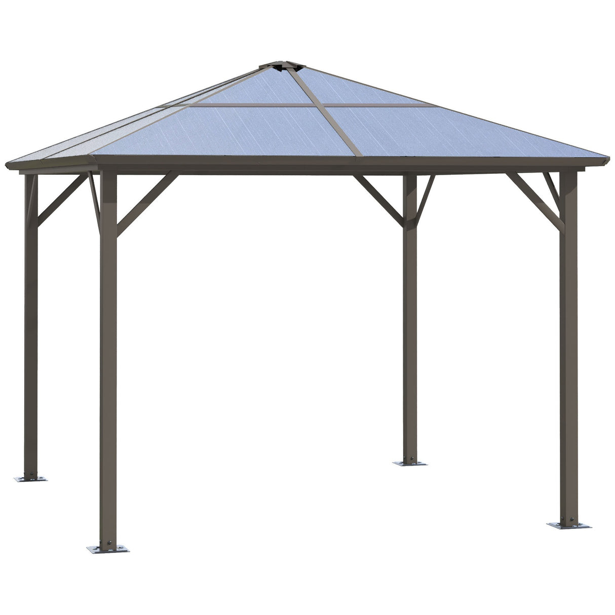 easycomfort easycomfort gazebo da giardino con tetto in policarbonato e struttura in alluminio 3x3m caffe