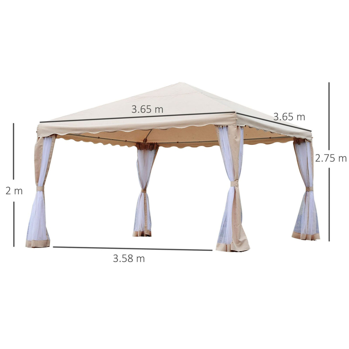 easycomfort easycomfort gazebo da giardino in poliestere beige 3 65x3 65m ean 8055776913612