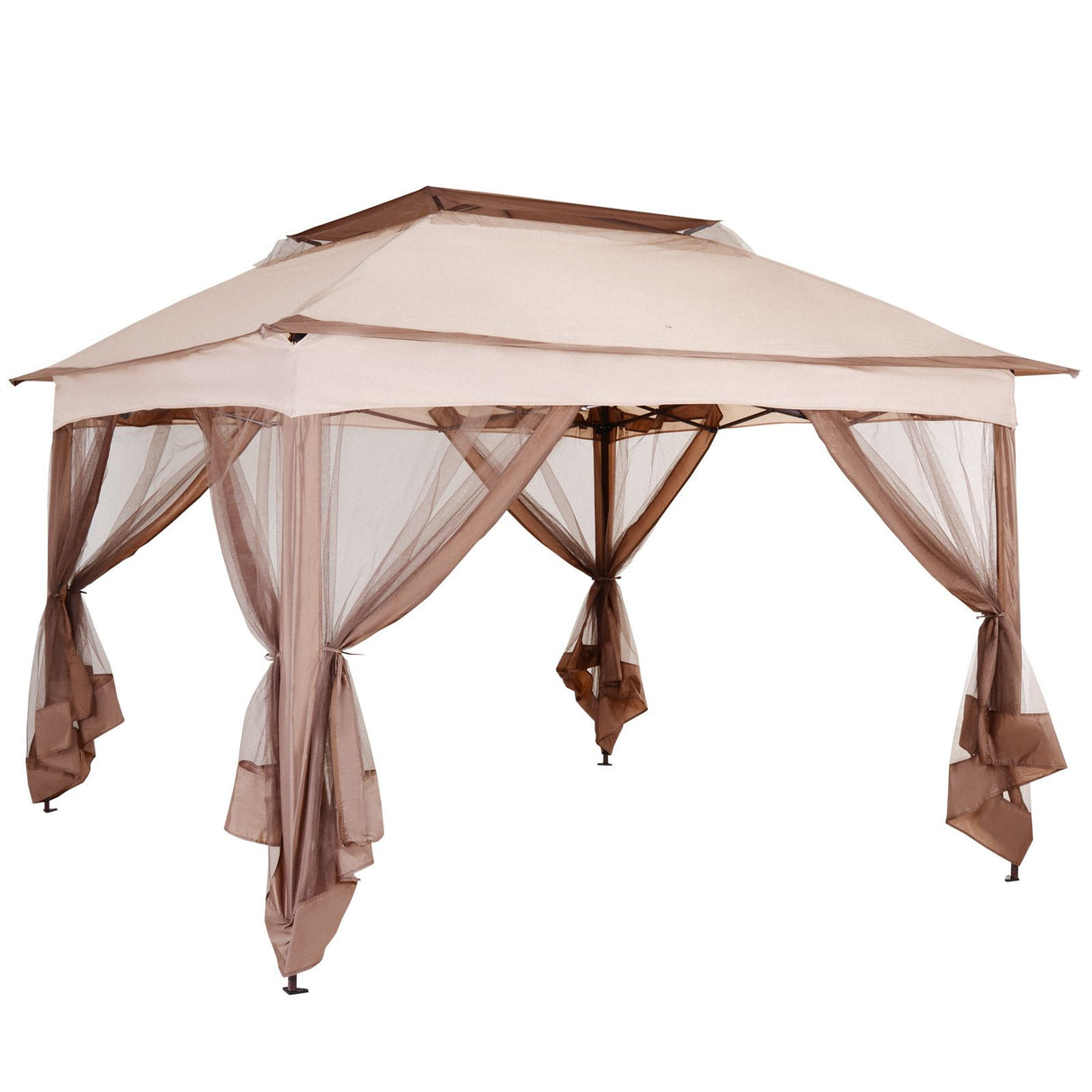 easycomfort easycomfort gazebo doppio tetto impermeabile con zanzariere marrone 3 25x3 25m ean 8055776912325