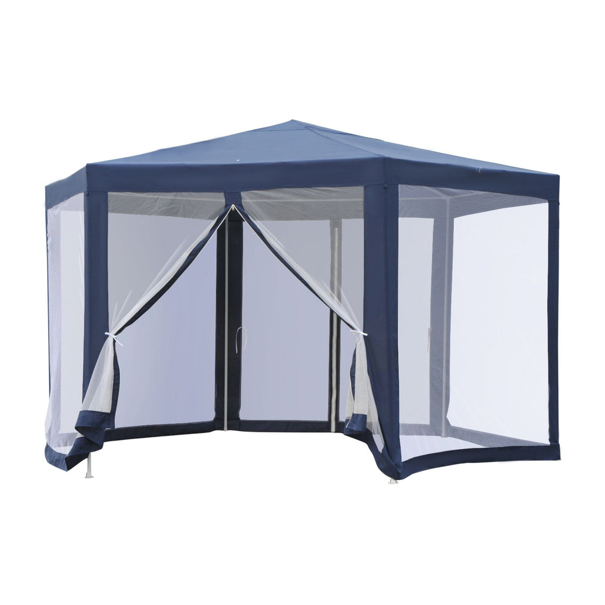 easycomfort easycomfort gazebo esagonale da giardino struttura in ferro con 6 zanzariere blubianco195x250x197cm ean 8054144138510