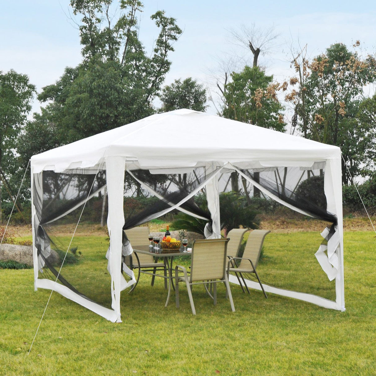 easycomfort easycomfort gazebo in tessuto pe con zanzariera bianco 4x3m ean 8054144139678