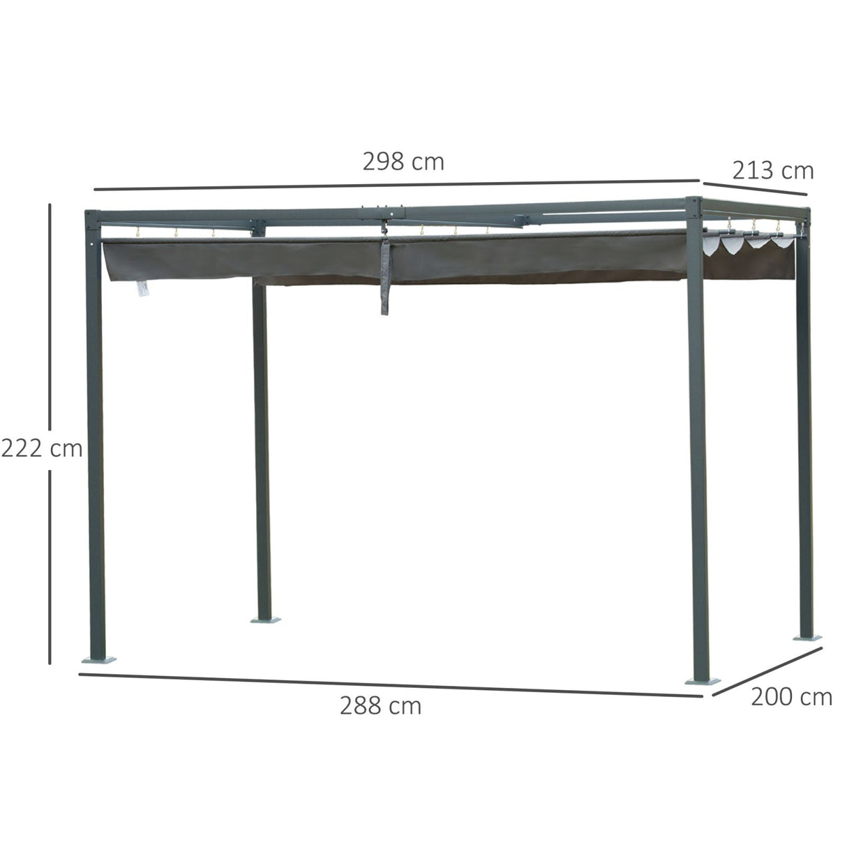easycomfort easycomfort gazebo pergola con telo scorrevole per esterni 298 x 213 x 222 cm ean 8054144135052
