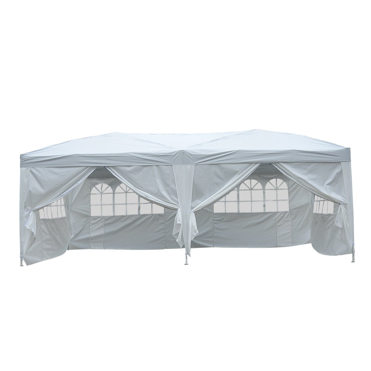 easycomfort easycomfort gazebo pieghevole da giardino con 6 pannelli laterali bianco 3x6m ean 8054111845557