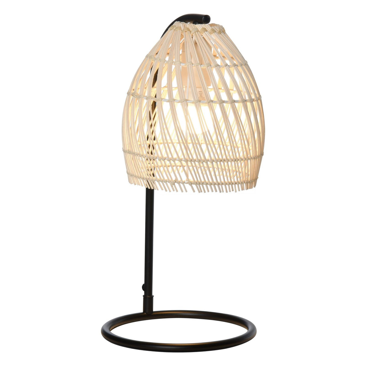 easycomfort easycomfort lampada da tavolo in rattan attacco e27 potenza max 40w 20x41cm beige
