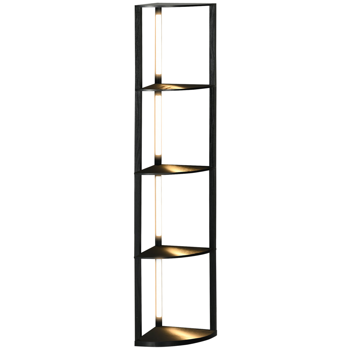easycomfort easycomfort lampada da terra a colonna in mdf con 4 ripiani e illuminazione a led da 3000k 41x29 5x163 5 cm nero