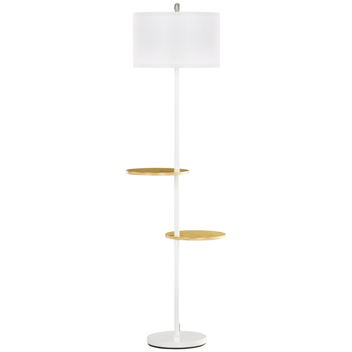 easycomfort easycomfort lampada da terra a piantana con 2 mensole e paralume in tessuto 40x163cm bianco