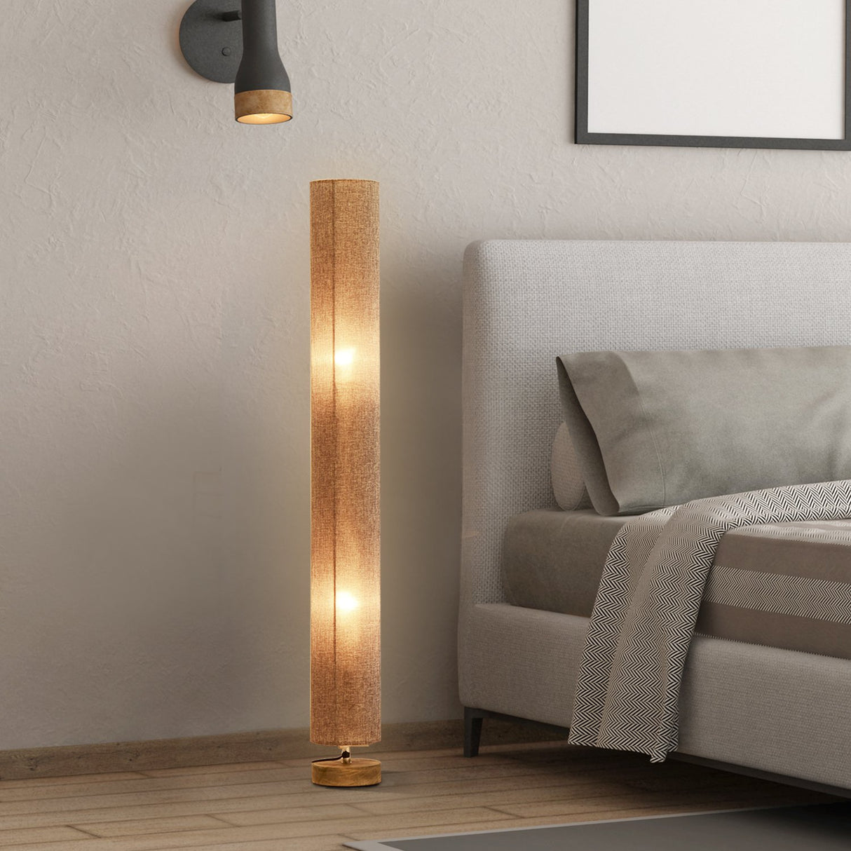 easycomfort easycomfort lampada da terra a stelo piantana per salotto con paralume di stoffa 15x15x120cm ean 8054144130156