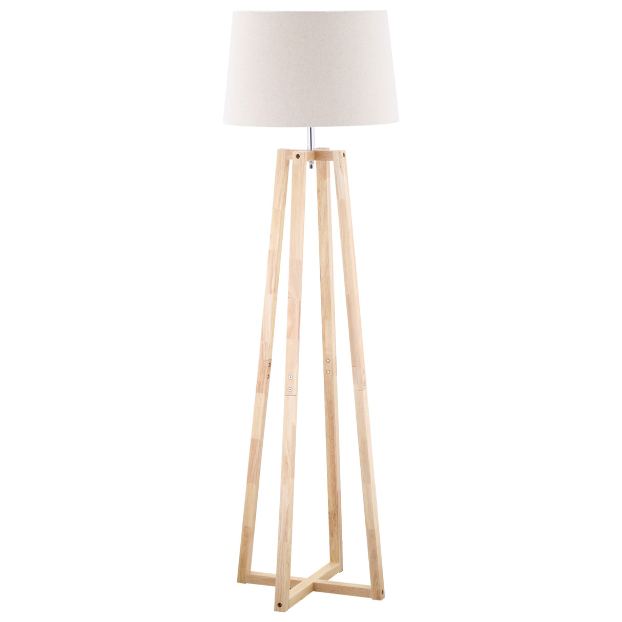easycomfort easycomfort lampada da terra con base in legno e paralume in tessuto e27 40w 44x149cm biancolegno