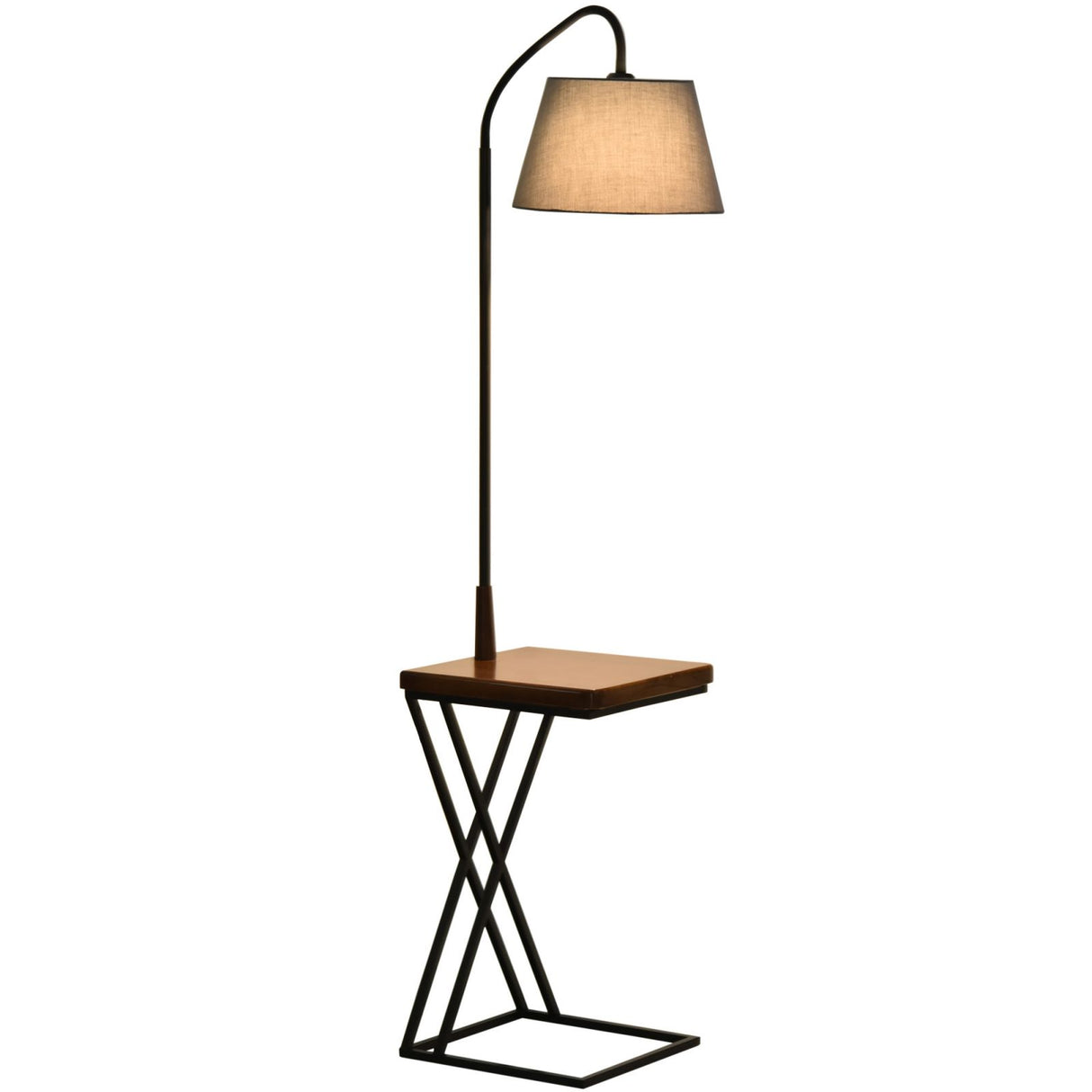 easycomfort easycomfort lampada da terra con ripiano in acciaio e legno ean 8055776914121