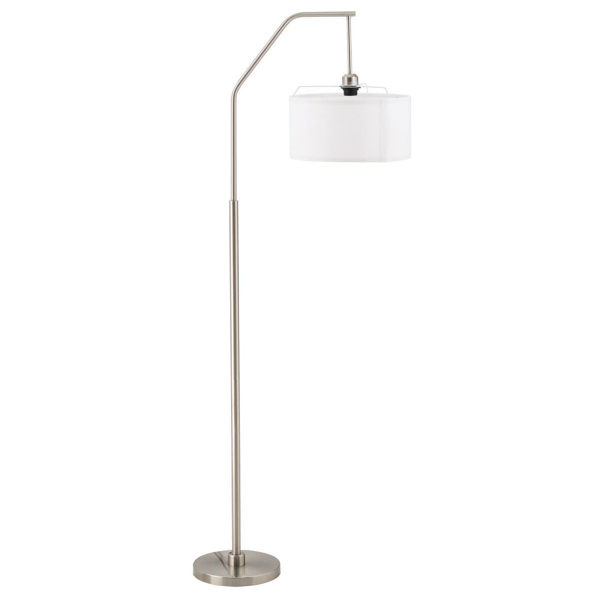 easycomfort easycomfort lampada da terra moderna in acciaio con paralume in tessuto bianco 61x33x160cm