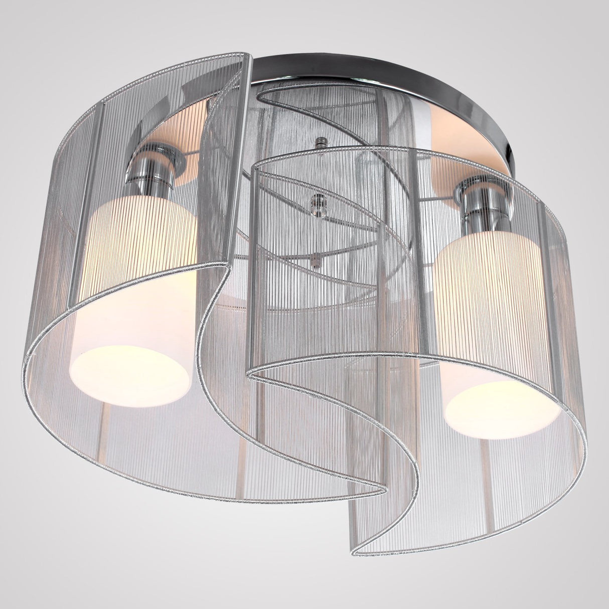 easycomfort easycomfort lampadario a incasso con 2 paralumi a mezzaluna in metallo argento ean 8054144132587
