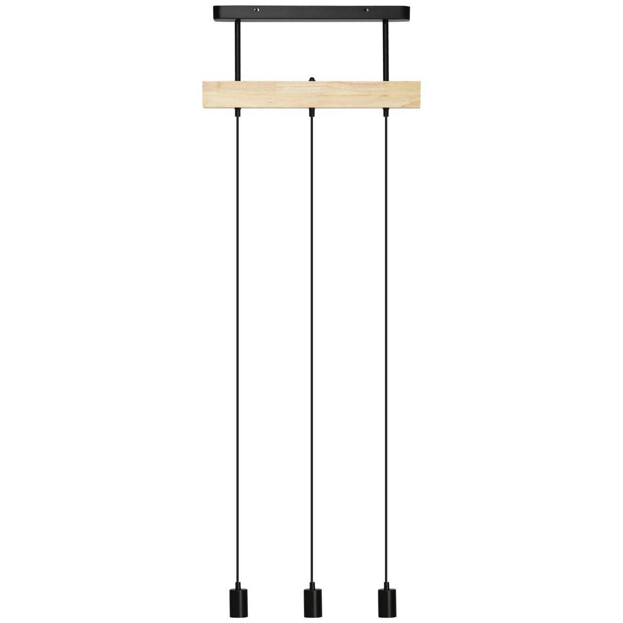 easycomfort easycomfort lampadario a sospensione stile industriale con 3 lampadine in legno e metallo 50x8x33cm nero