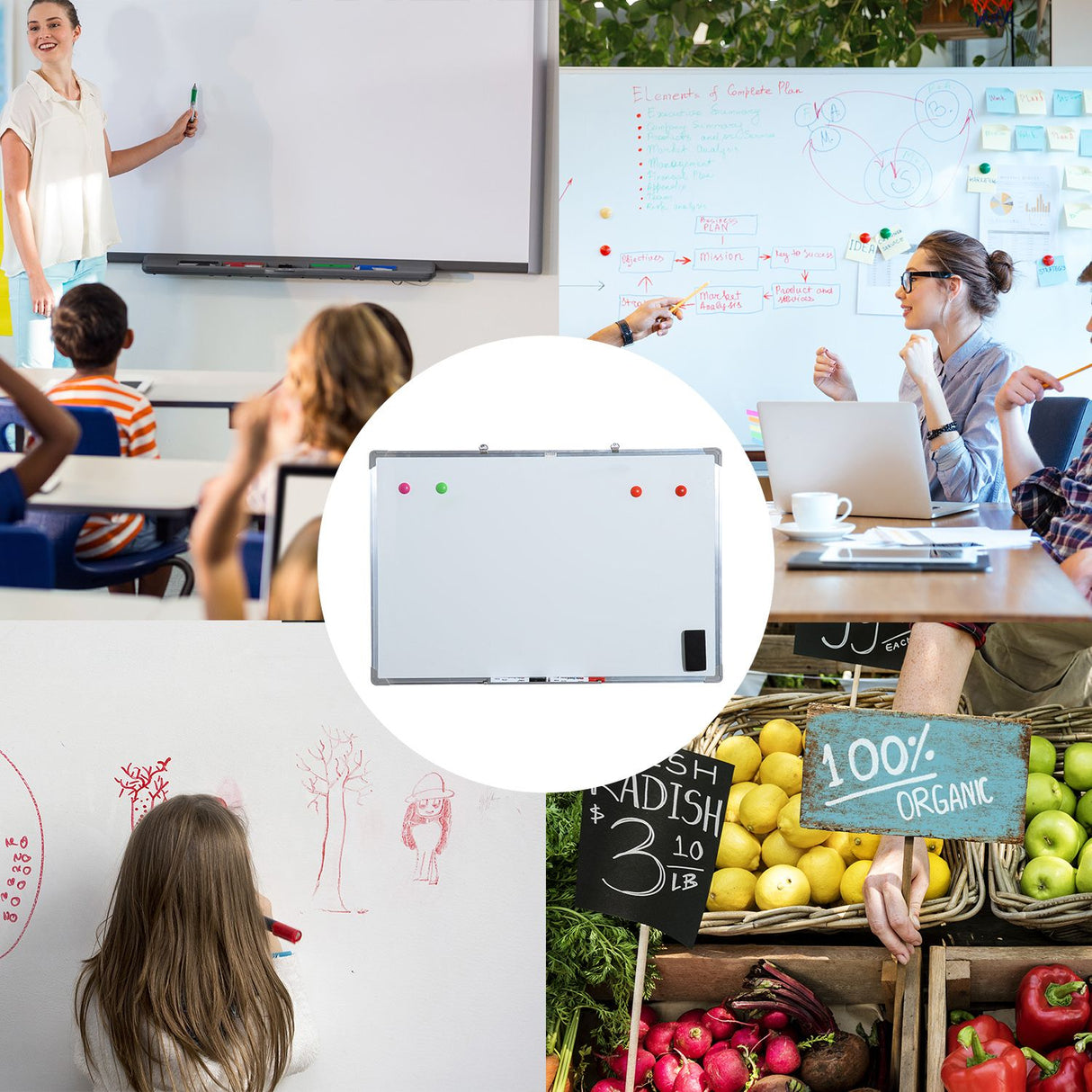 easycomfort easycomfort lavagna magnetica da parete 90 x 60 cm con telaio in alluminio bianco ean 8054111840712