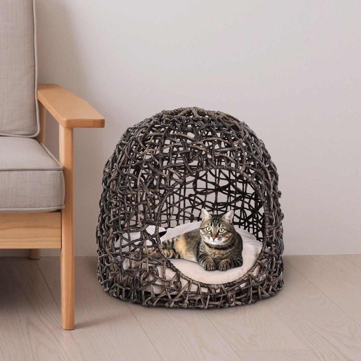 easycomfort easycomfort letto per gatti in vimini marrone con cuscino 49 x 46 cm ean 8054144139975