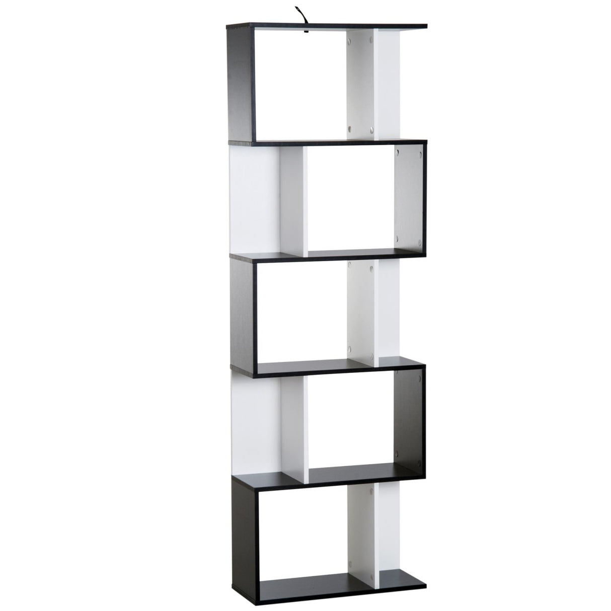 easycomfort easycomfort libreria da muro moderna 5 ripiani in legno bianco e nero 60x24x184 5cm ean 8054111843331