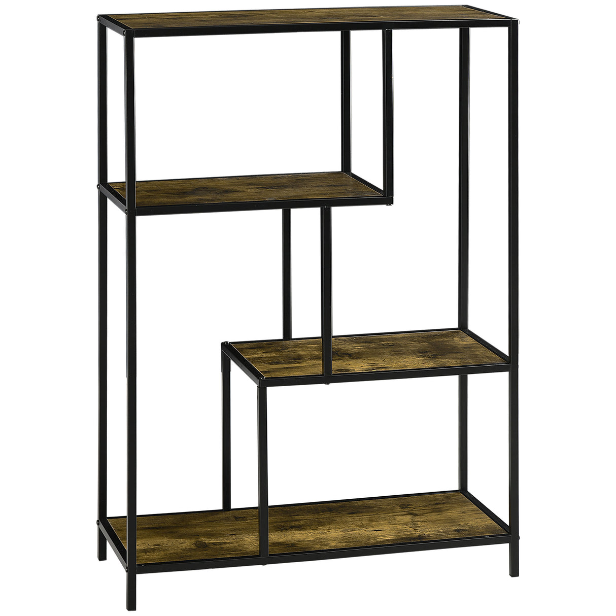 easycomfort easycomfort libreria moderna 4 ripiani stile industriale in legno e metallo 83x34x180cm marrone