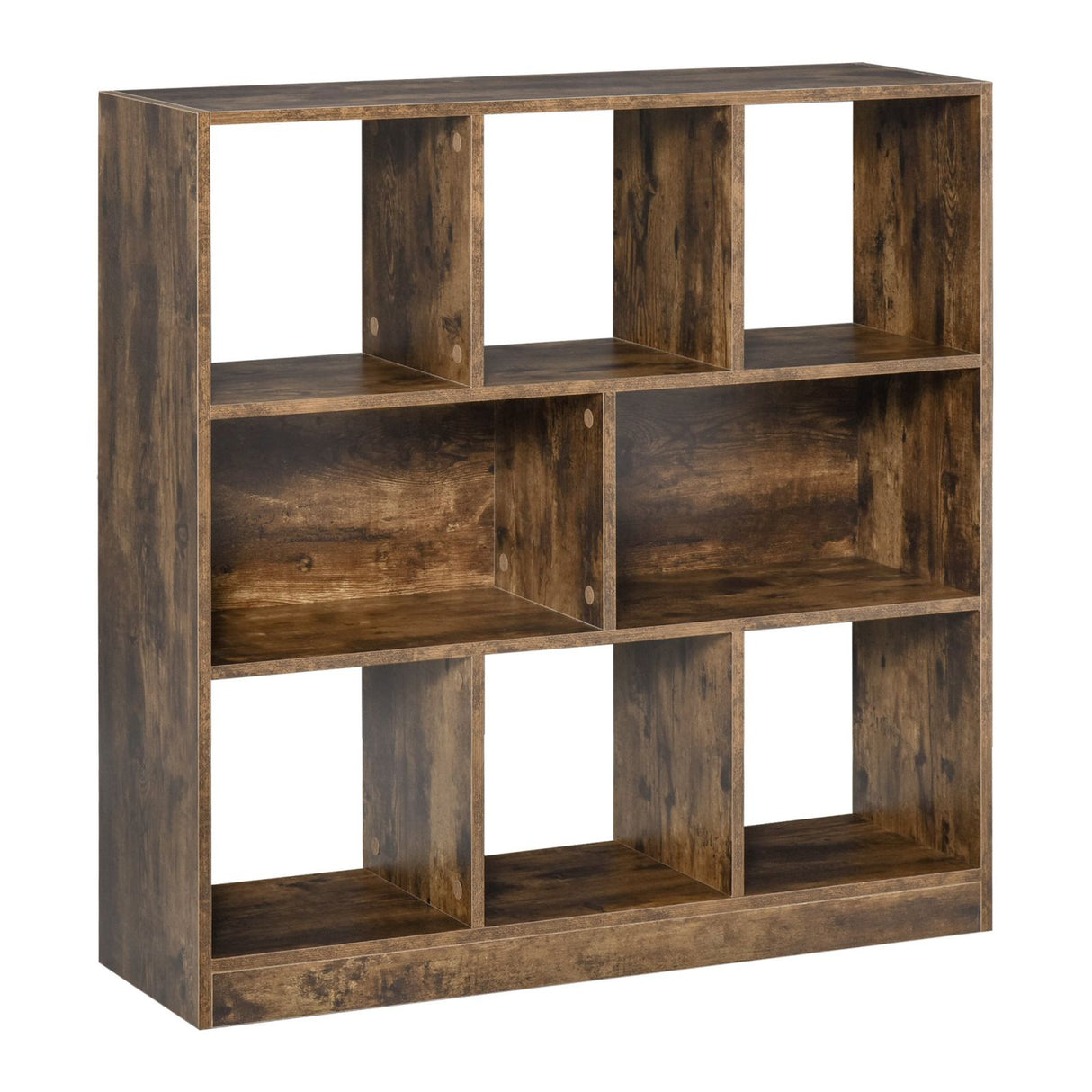 easycomfort easycomfort libreria moderna a 3 ripiani con 8 vani 97 5x30x100cm marrone rustico