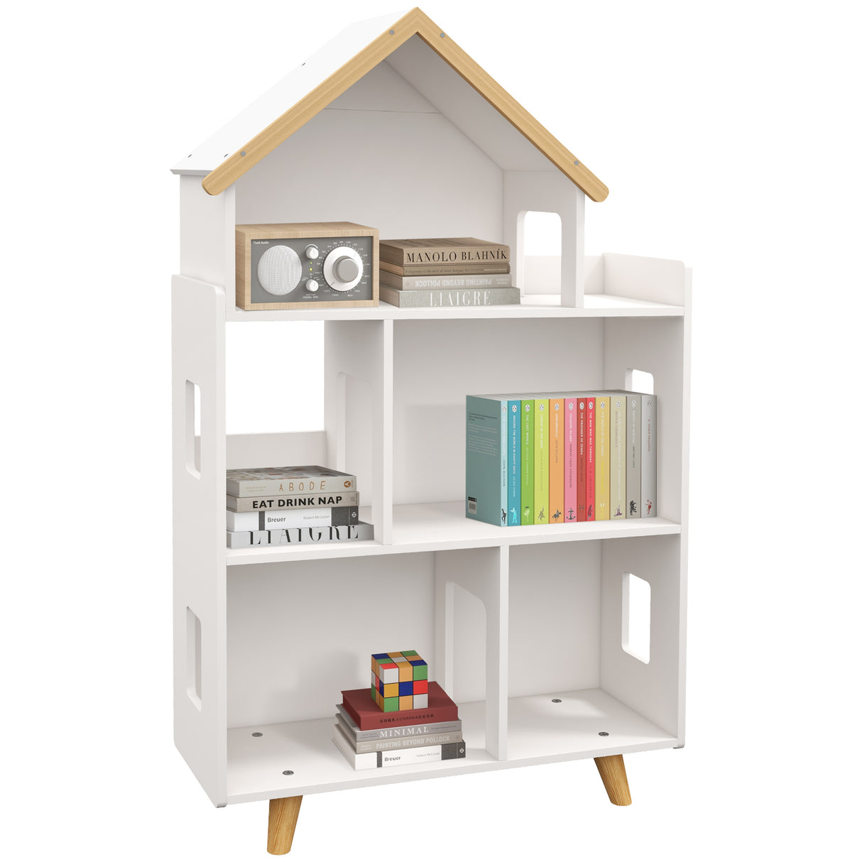 easycomfort easycomfort libreria per bambini 3 6 anni a 3 livelli per libri e giochi in mdf e legno di pino 65x25x108 5 cm bianco