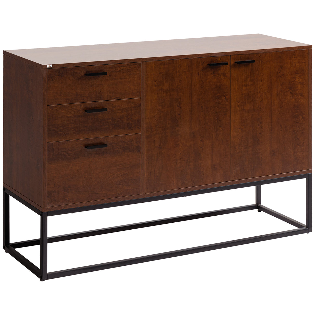easycomfort easycomfort mobile buffet stile industriale con armadietto 2 ante e 3 cassetti 120x40x83cm marrone